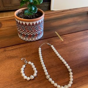 Swarovski pearl necklace and bracelet